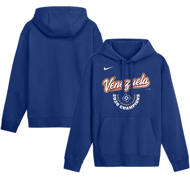 Men's Venezuela Baseball Royal 2026 World Baseball Classic Champions Arched Logo Hoodie